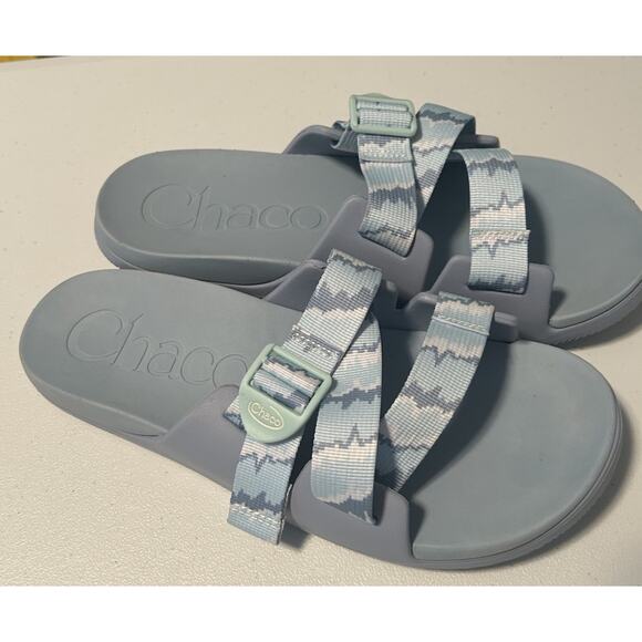 Chaco Slides Sandals Gray/Blue Womens Size 12 - Picture 2 of 6